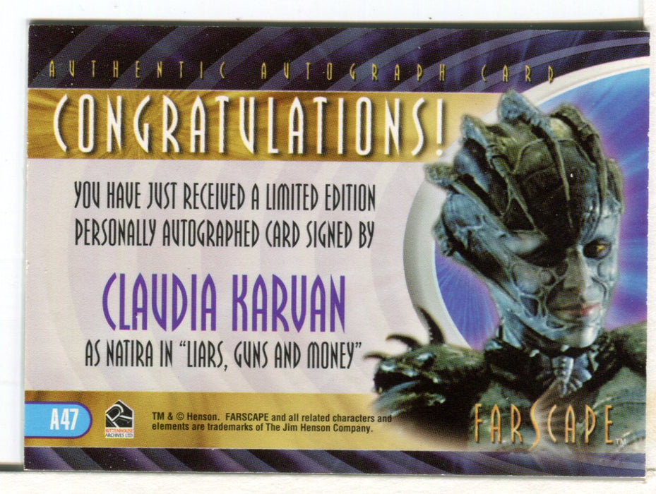 Farscape Through the Wormhole Claudia Karvan Autograph Card A47   - TvMovieCards.com