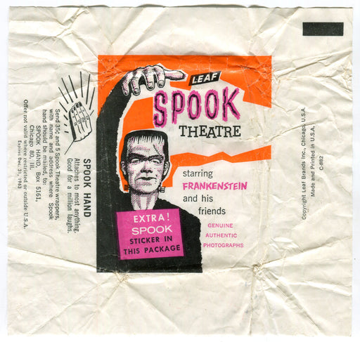 Spook Theatre Stories 1963 Leaf Vintage Trading Card Wrapper Spook Hand   - TvMovieCards.com