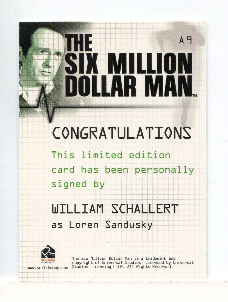Six Million Dollar Man 1 & 2 William Schallert Loren Sandusky Autograph Card A9   - TvMovieCards.com
