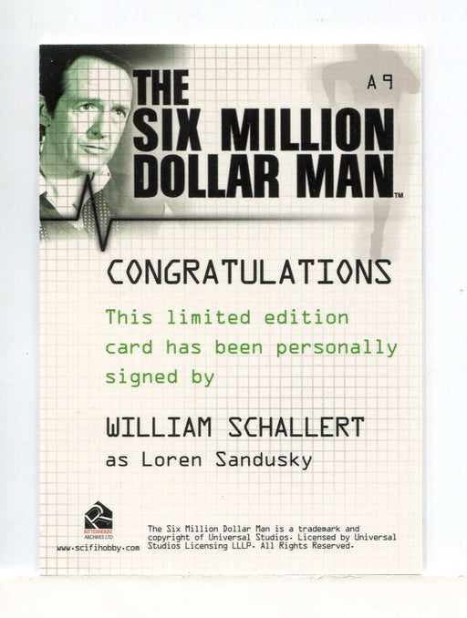 Six Million Dollar Man 1 & 2 William Schallert Loren Sandusky Autograph Card A9   - TvMovieCards.com