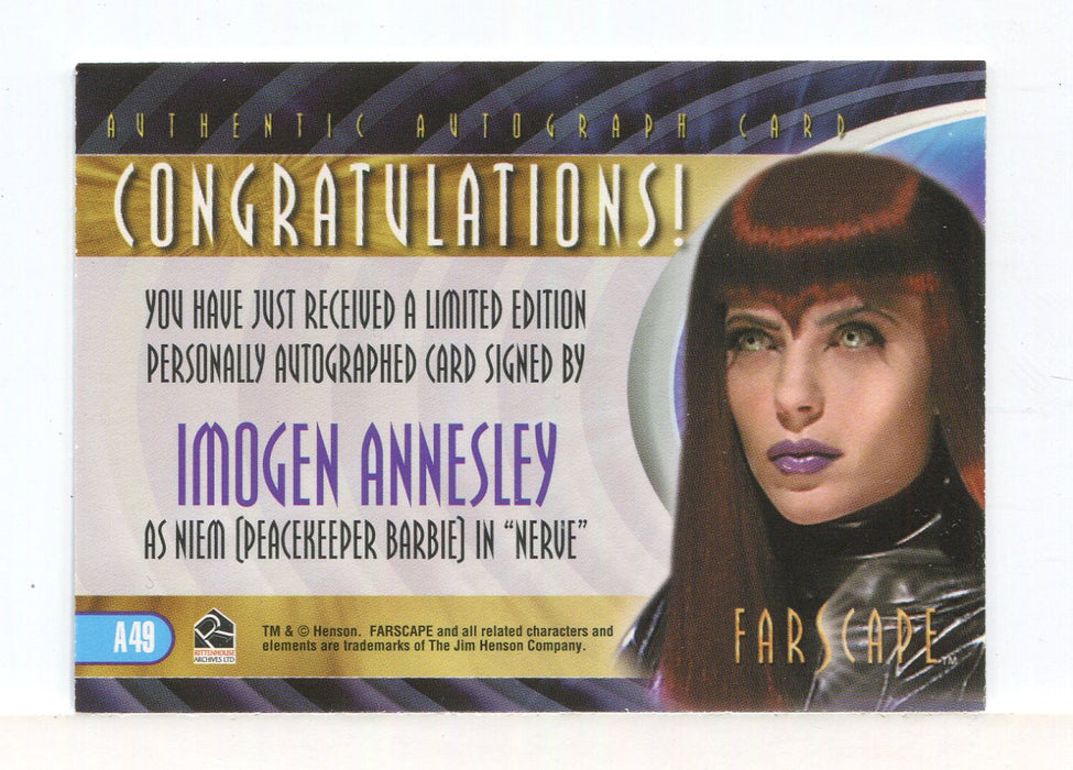 Farscape Through the Wormhole Imogen Annesley Autograph Card A49   - TvMovieCards.com