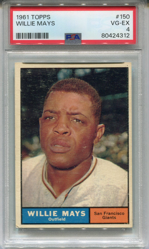 1961 Topps Baseball Card #150 - Willie Mays - San Francisco Giants - PSA 4 EX   - TvMovieCards.com
