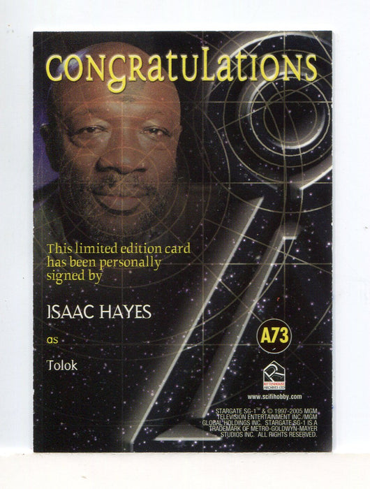 Stargate SG-1 Season Eight Isaac Hayes as Tolok Autograph Card A73   - TvMovieCards.com