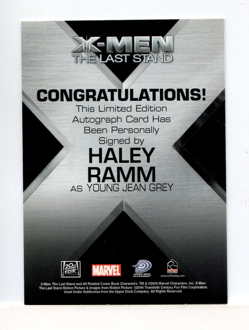 X-Men The Last Stand Autograph Card Haley Ramm as Young Jean Grey   - TvMovieCards.com