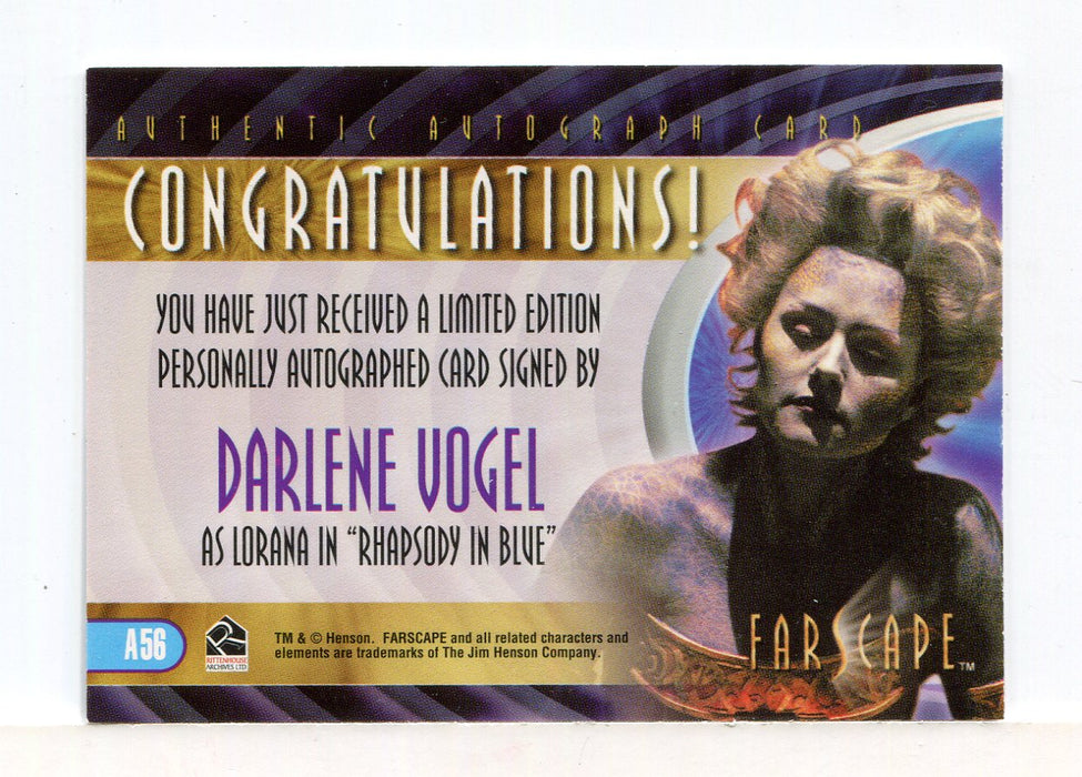 Farscape Through the Wormhole Darlene Vogel Autograph Card A56   - TvMovieCards.com