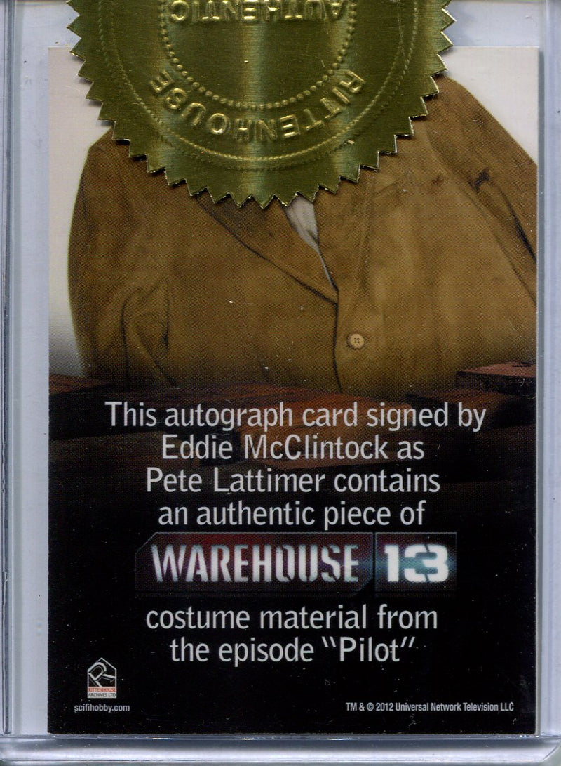 Warehouse 13 Premium Packs Season 3 McClintock Incentive Autograph Costume Card   - TvMovieCards.com