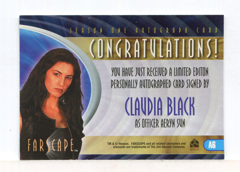Farscape in Motion Premiere Edition Claudia Black Case Topper Autograph Card A6   - TvMovieCards.com