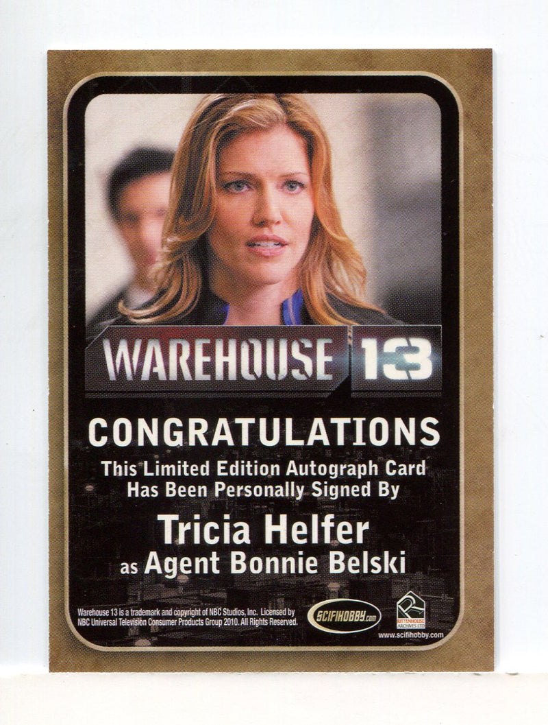 Warehouse 13 Season 1 One Tricia Helfer as Agent Bonnie Belski Autograph Card   - TvMovieCards.com
