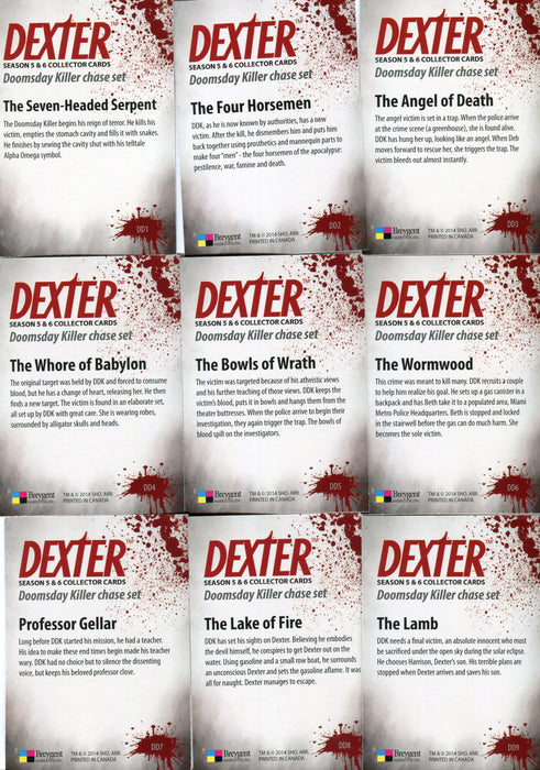 Dexter Seasons 5 & 6 DD1 - DD9 Doomsday Killer Complete Foil Chase Card Set 2015   - TvMovieCards.com