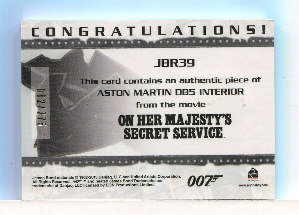 James Bond Archives 2014 Edition Aston Martin Interior Relic Card JBR39 #062/275   - TvMovieCards.com