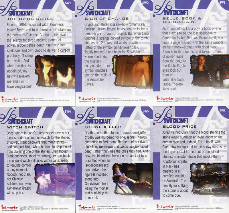 Smallville Season Four Switchcraft Chase Card Set SW1-SW6 Inkworks   - TvMovieCards.com