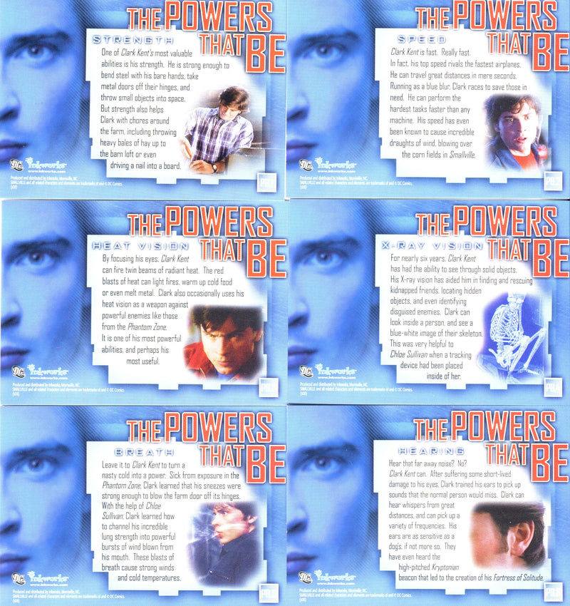 Smallville Season Six The Powers That Be Chase Card Set PB.1-PB.6 Inkworks   - TvMovieCards.com