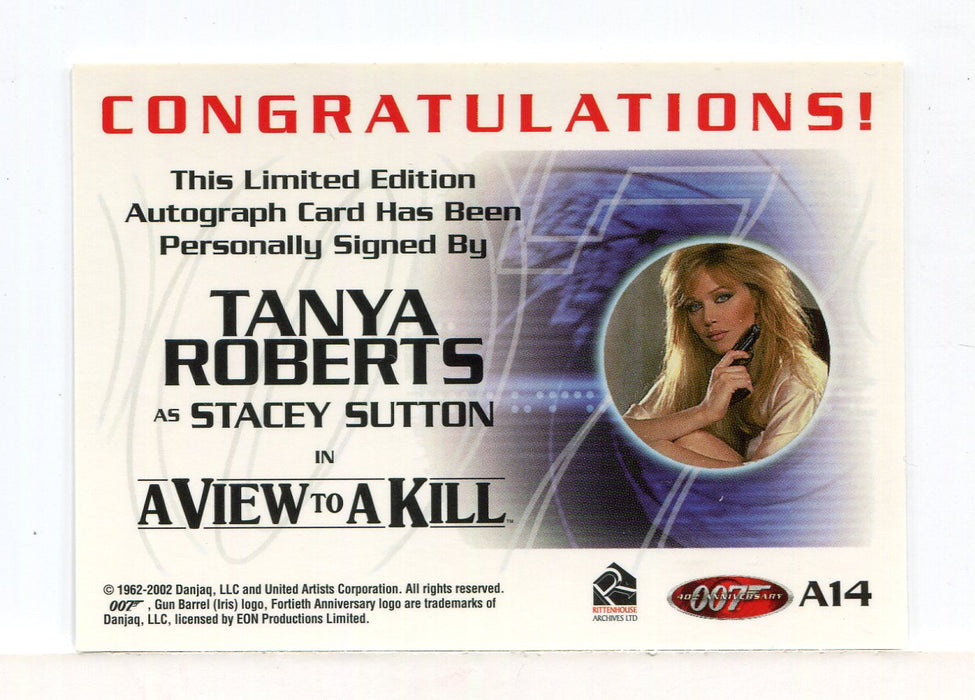 James Bond 40th Anniversary Tanya Roberts Autograph Card A14   - TvMovieCards.com
