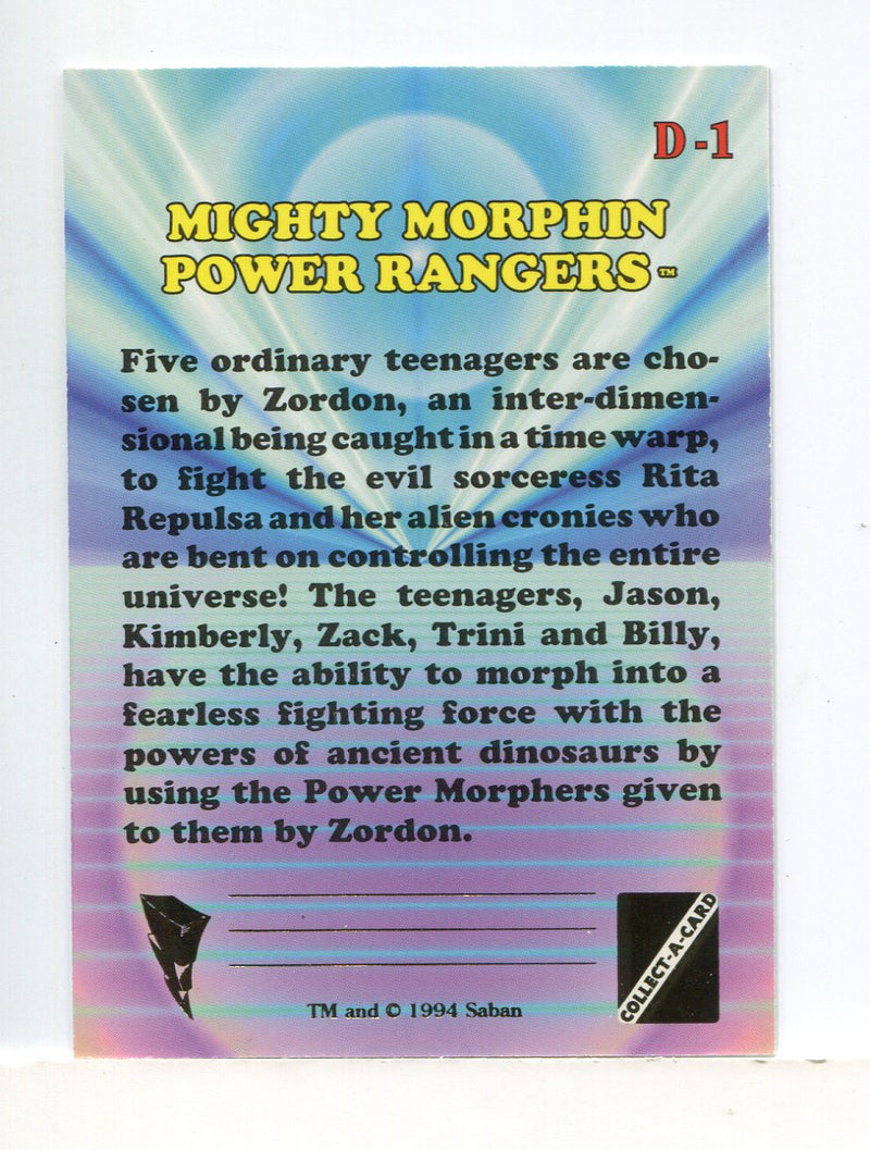 Power Rangers Series 2 Hobby Case Topper Chase Card D-1 1994   - TvMovieCards.com