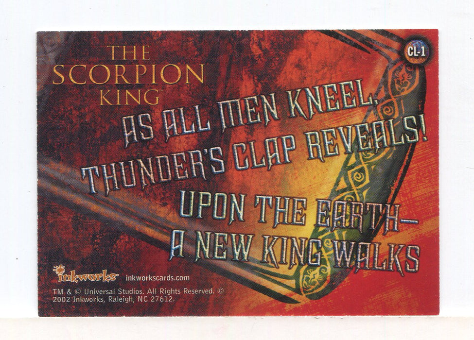 Scorpion King Case Loader Chase Card CL-1 Inkworks 2002   - TvMovieCards.com