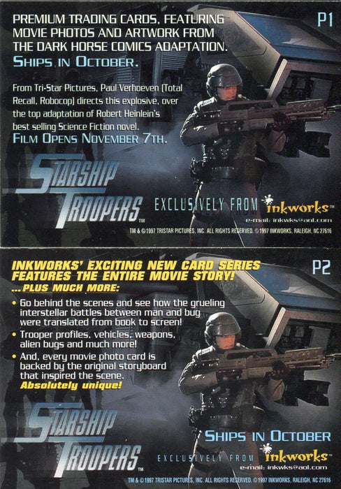 Starship Troopers Movie Promo Card Set P1 and P2 Inkworks 1997   - TvMovieCards.com