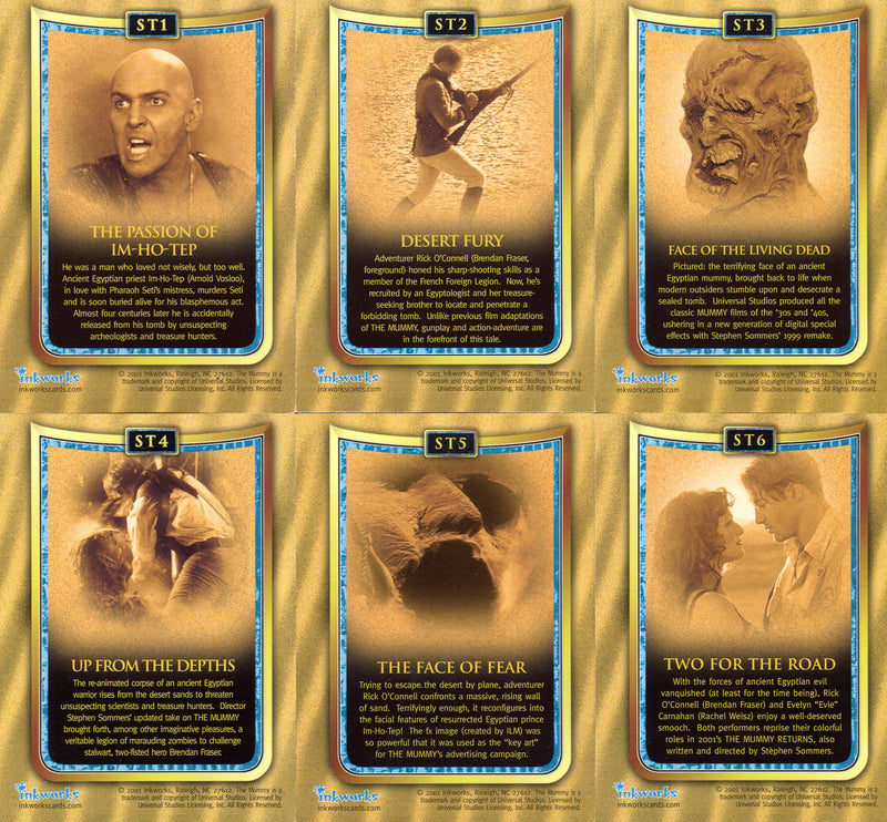 Mummy Returns Movie Sands of Time Chase Card Set ST1 - 6 Inkworks 2001   - TvMovieCards.com