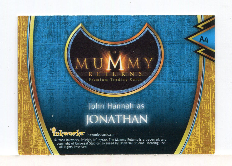 Mummy Returns Movie John Hannah Autograph Card A4 and Redemption Card   - TvMovieCards.com
