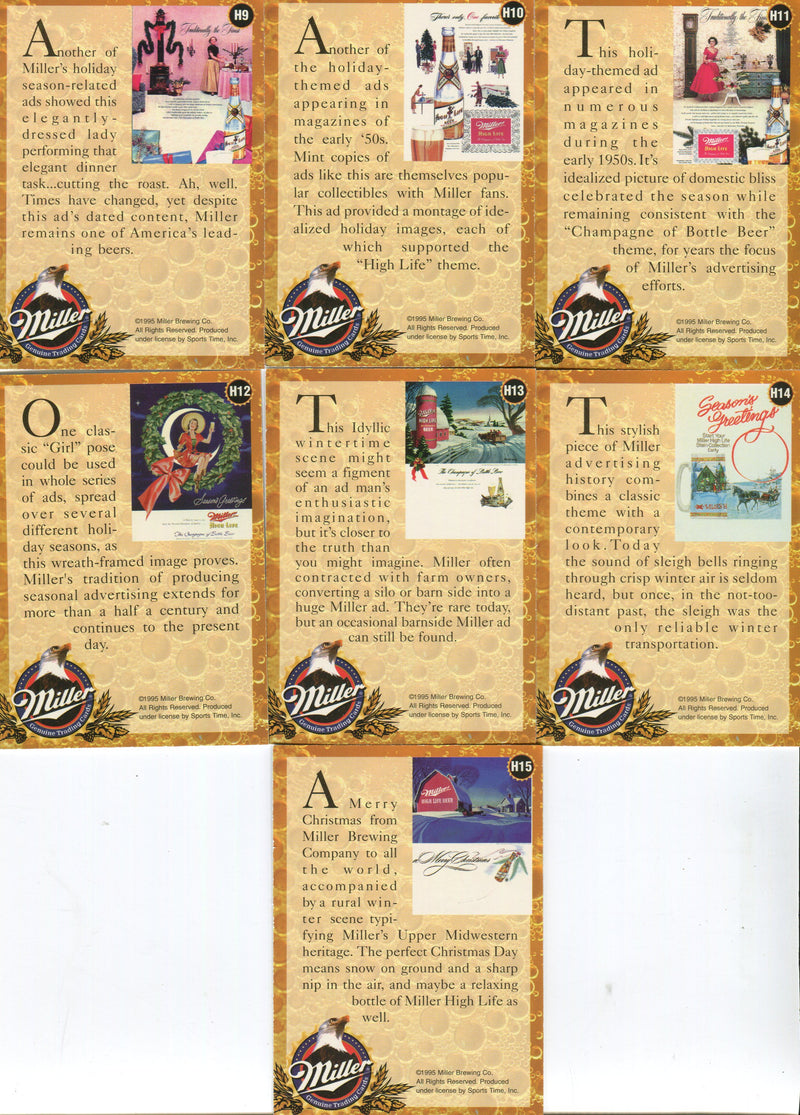 Miller Genuine Beer Holiday Chaser Foil Chase Card Set H1 - H15 Sports Time 1995   - TvMovieCards.com