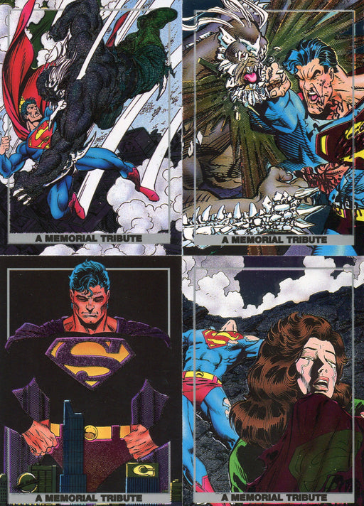 Superman Doomsday Memorial Tribute Spectra Foil Chase Card Set S1 thru S4   - TvMovieCards.com