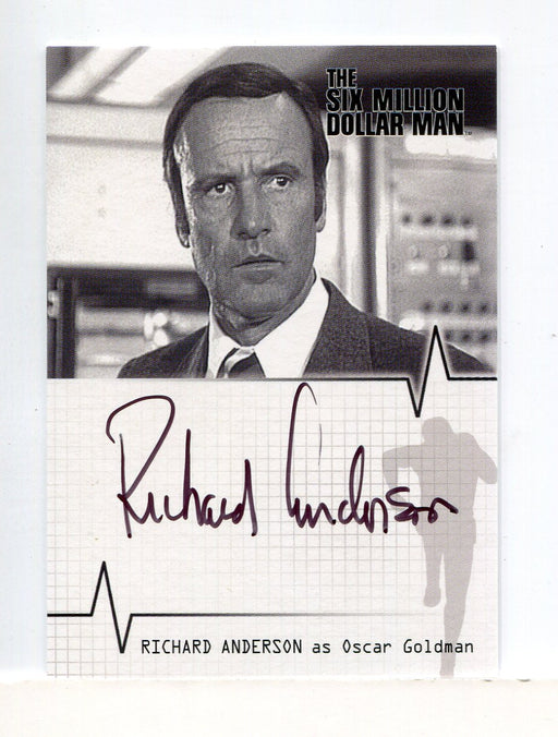 Six Million Dollar Man 1 & 2 Richard Anderson Oscar Goldman Autograph Card A2   - TvMovieCards.com