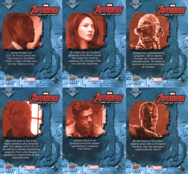 Marvel Avengers Age of Ultron 2015 Character Shots Chase Card Set CS-1 / CS-15 - TvMovieCards.com