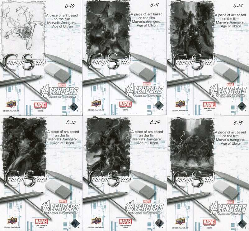 Marvel Avengers Age of Ultron 2015 Concept Series Chase Card Set C-1 thru C-15   - TvMovieCards.com
