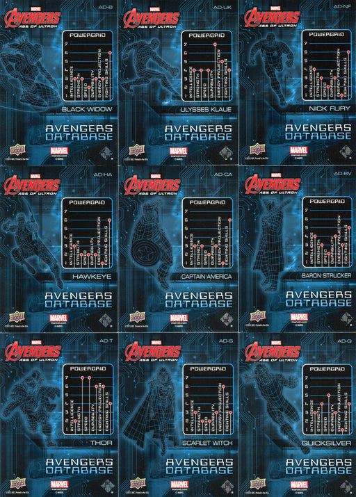 Marvel Avengers Age of Ultron 2015 Database Chase Card Set 15 Cards   - TvMovieCards.com