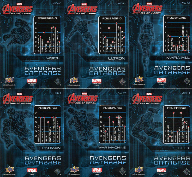 Marvel Avengers Age of Ultron 2015 Database Chase Card Set 15 Cards   - TvMovieCards.com