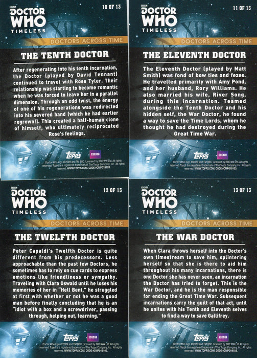 Doctor Who 2016 Timeless Doctors Across Time Chase Card Set 13 Cards Topps   - TvMovieCards.com