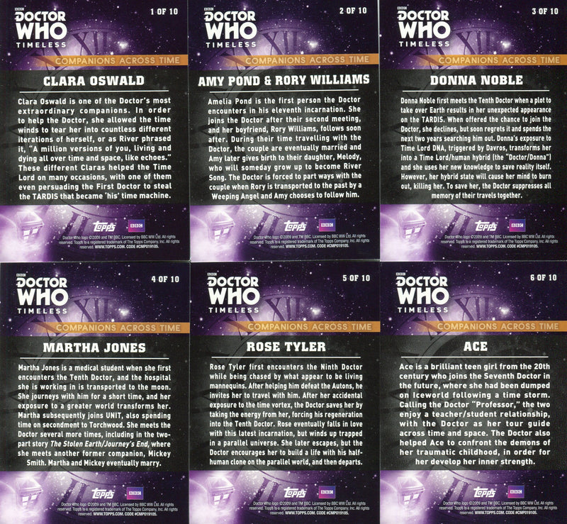 Doctor Who 2016 Timeless Companions Across Time Chase Card Set 10 Cards   - TvMovieCards.com