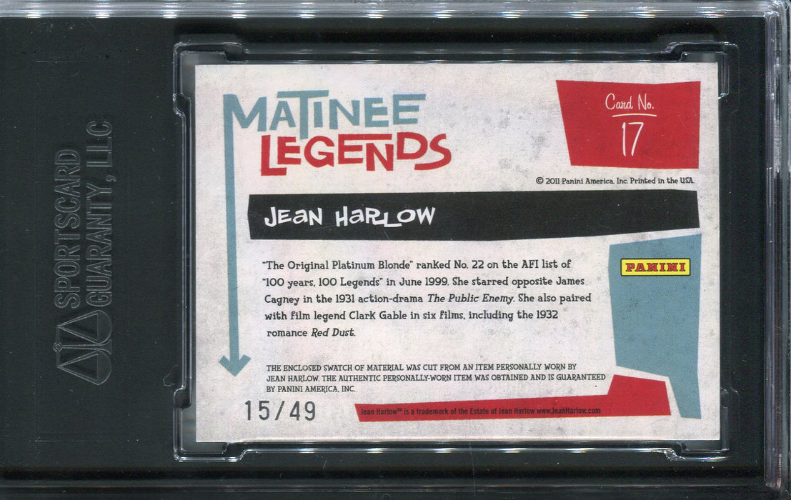 Americana Jean Harlow Golden Era Graded Chase Card #15/49 Panini 2011   - TvMovieCards.com