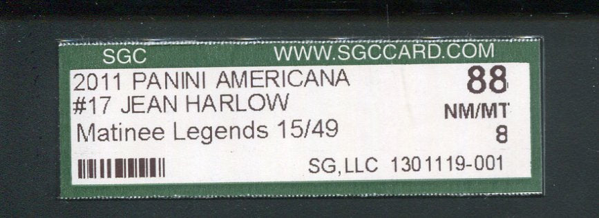Americana Jean Harlow Golden Era Graded Chase Card #15/49 Panini 2011   - TvMovieCards.com