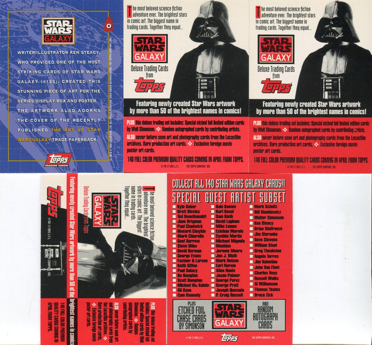 1993 Star Wars Galaxy Series One Promo Card Lot 5 Cards Topps   - TvMovieCards.com