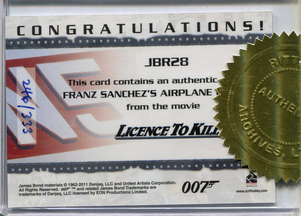 James Bond 50th Anniversary Series Two Franz Sanchez's Airplane Prop Card JBR28   - TvMovieCards.com