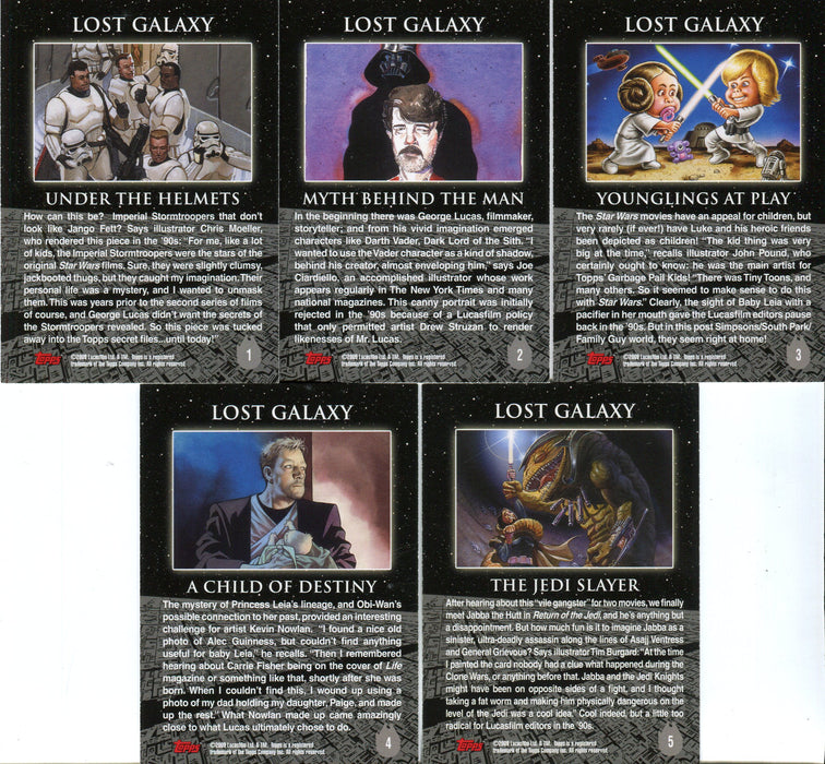 2009 Star Wars Galaxy Series Four Lost Galaxy Chase Card Set 1-5 Topps   - TvMovieCards.com