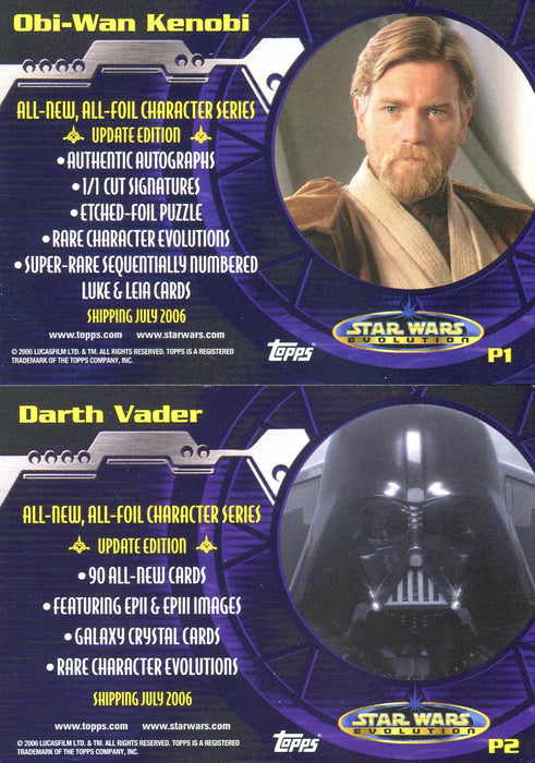 2006 Star Wars Evolution Update Promo Card Set P1 and P2 Cards Topps   - TvMovieCards.com