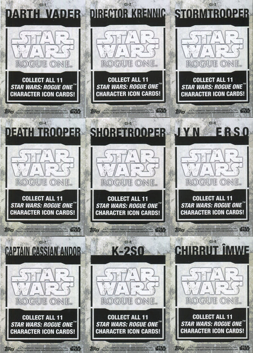 2016 Star Wars Rogue One Series 1 Character Icon Chase Card Set 11 Cards   - TvMovieCards.com