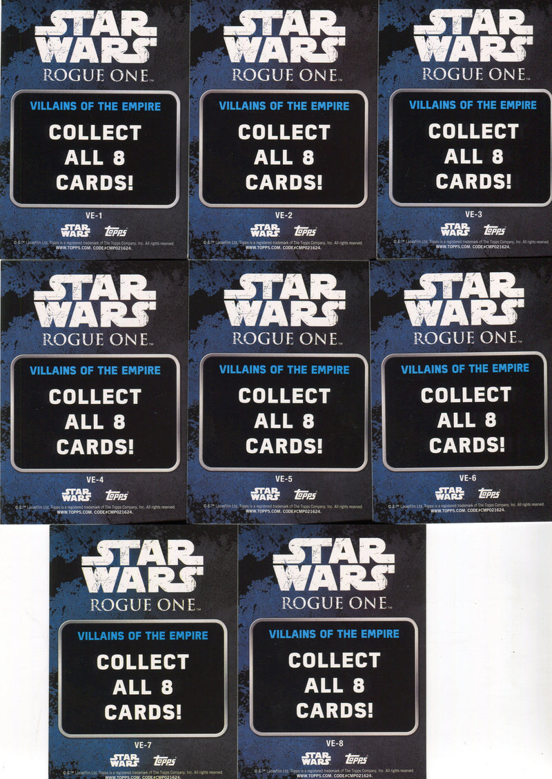2016 Star Wars Rogue One Series 1 Villains Chase Card Set 8 Cards   - TvMovieCards.com