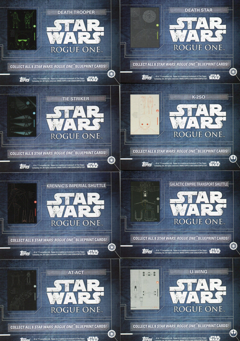 2016 Star Wars Rogue One Series 1 Blueprints Chase Card Set 8 Cards   - TvMovieCards.com
