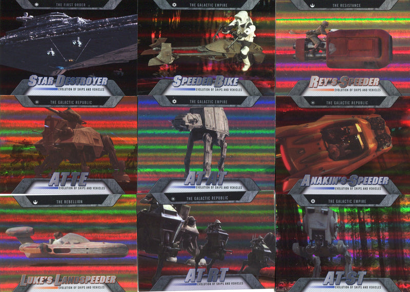 Star Wars Evolution Ships and Vehicles Chase Card Set 18 Cards Topps 2016   - TvMovieCards.com