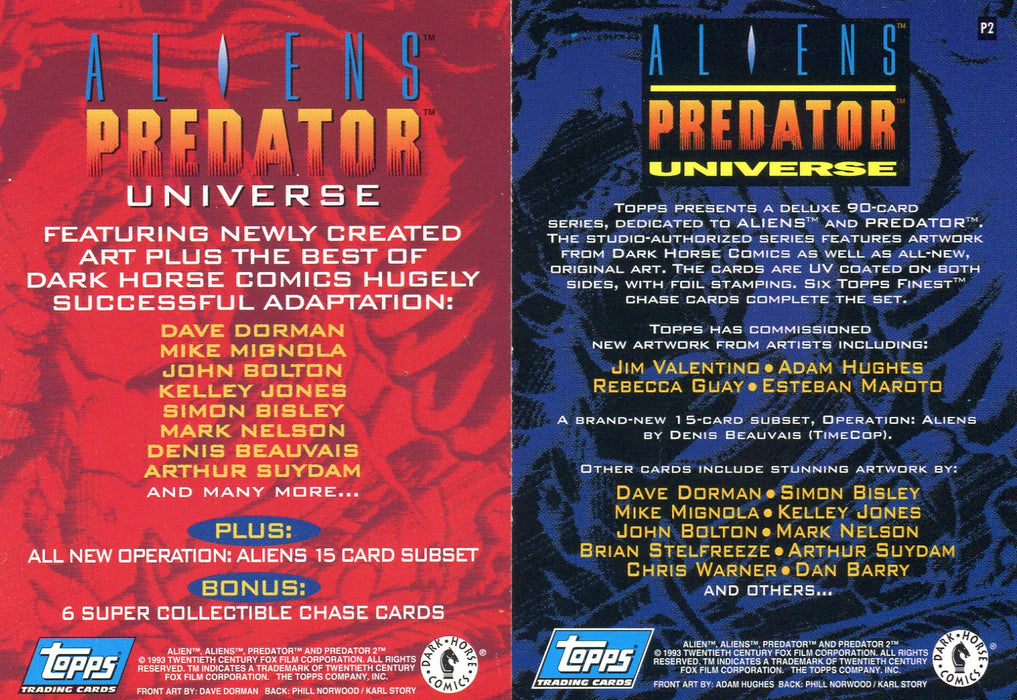 1995 Aliens Predator Universe Promo Card Set 2 Cards Topps   - TvMovieCards.com