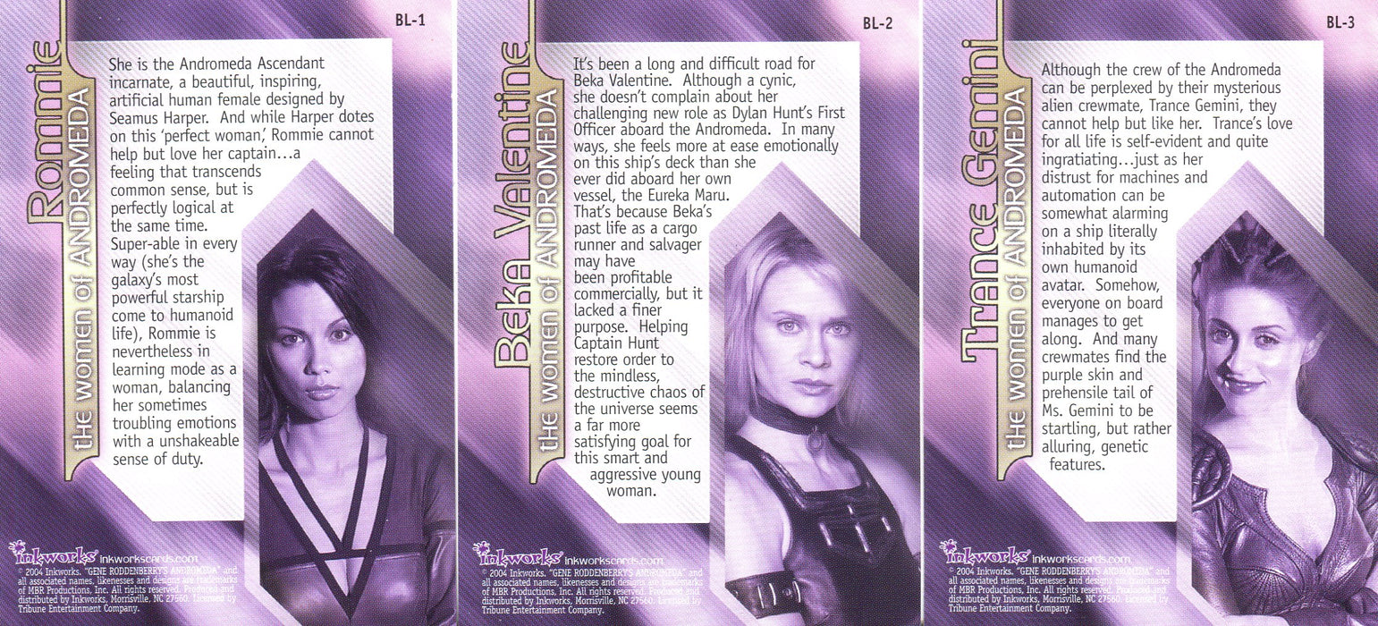 Andromeda Reign Commonwealth Box Loader Chase Card Set BL-1  BL-3   - TvMovieCards.com