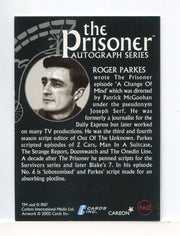 Prisoner Scriptwriter Roger Parkes Scriptwriter Autograph Card PA12   - TvMovieCards.com