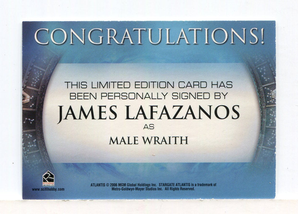 Stargate Atlantis Season Two James Lafazanos as Male Wraith Autograph Card   - TvMovieCards.com