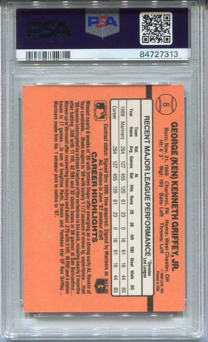 1990 Donruss Learning Series Baseball Card #8 Ken Griffey Jr Graded PSA 9 Mint   - TvMovieCards.com