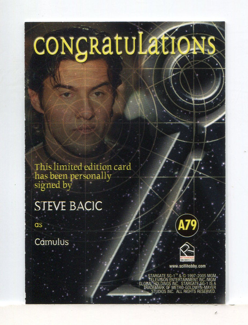 Stargate SG-1 Season Nine Steve Bacic Autograph Card A79   - TvMovieCards.com