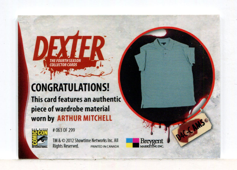 DEXTER Season 4 Wardrobe Costume Card Arthur Mitchell D4C-C AMS   - TvMovieCards.com