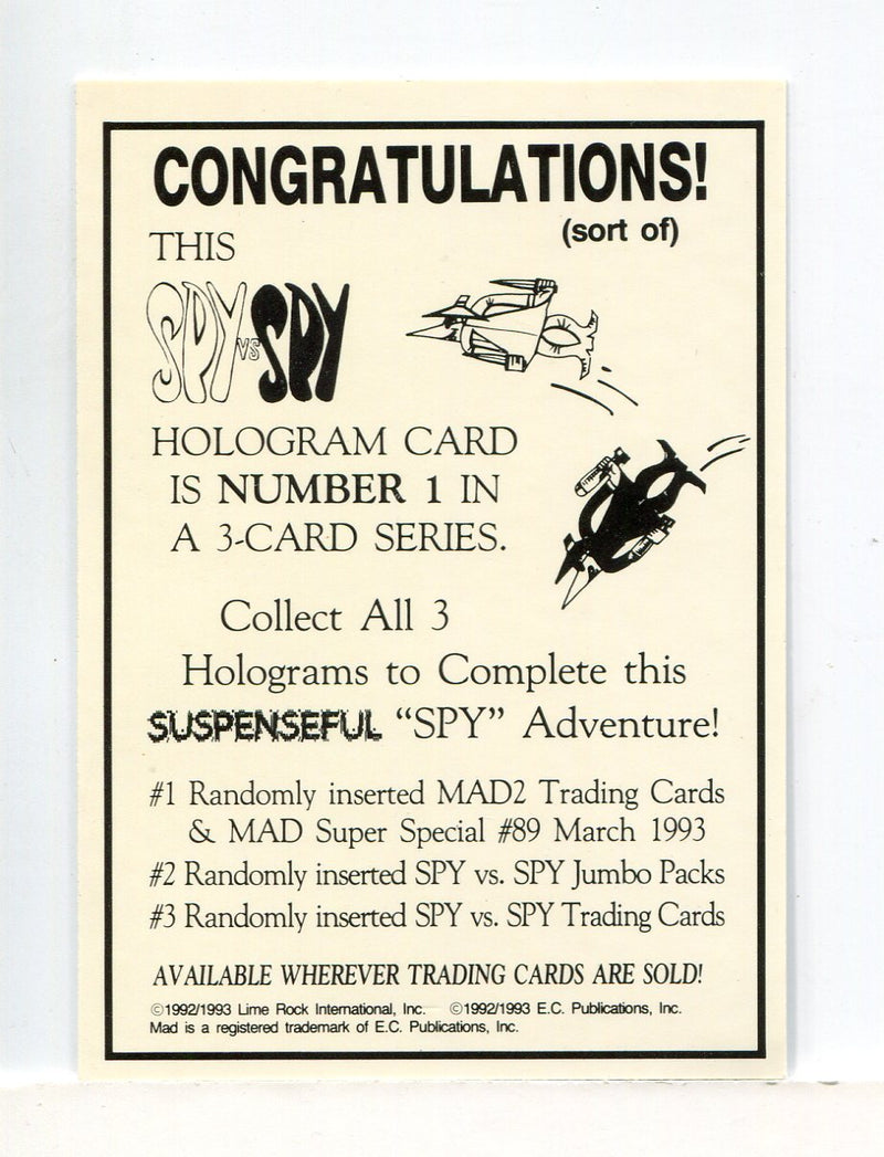 Spy vs. Spy Silver Hologram Chase Card Number 1 Lime Rock 1993   - TvMovieCards.com