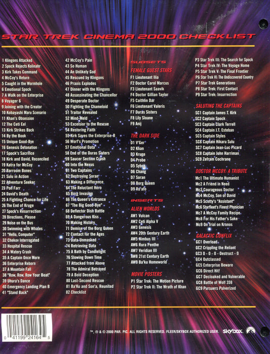 Star Trek Cinema 2000 Empty Trading Card Album Rittenhouse 2000   - TvMovieCards.com
